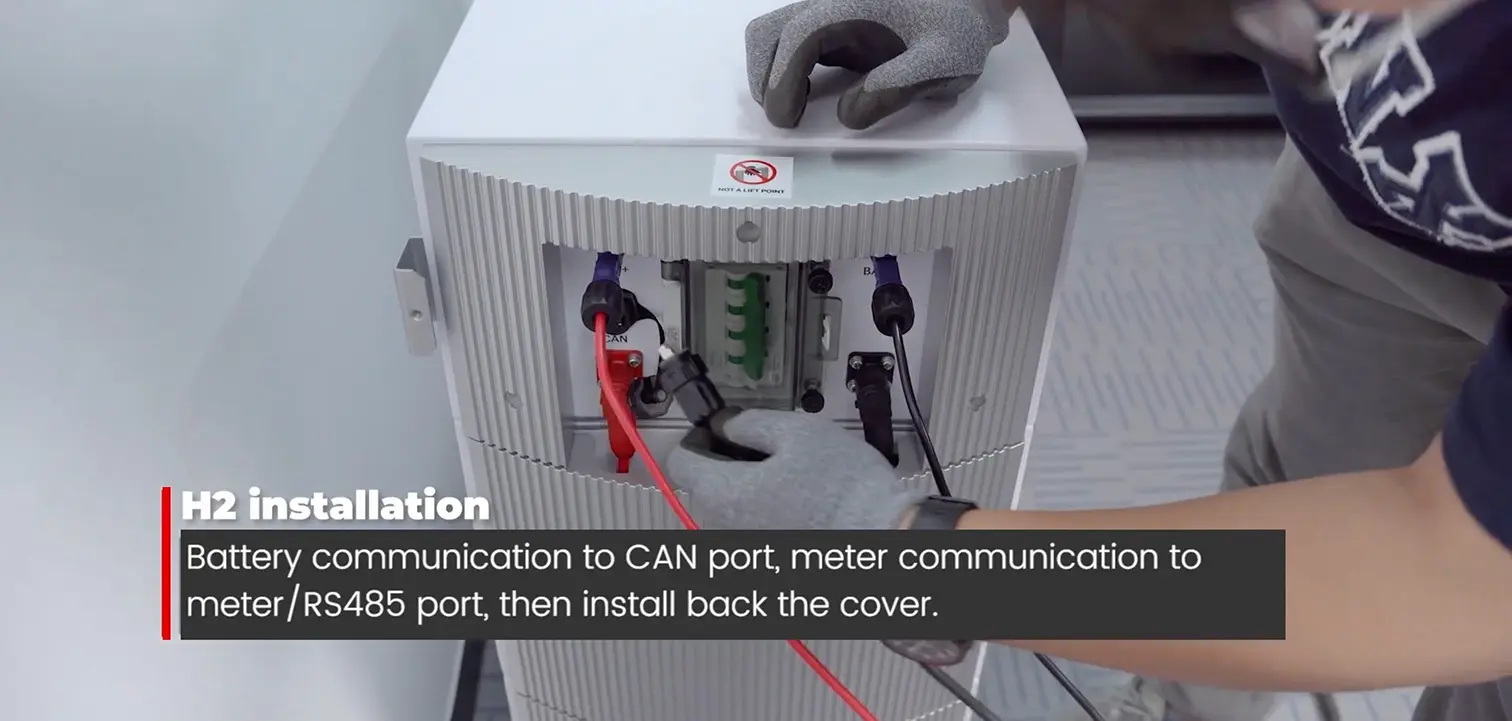 CAN and RS-485 Communication Ports-2 Another Close-up of inverter communication ports labeled CAN and RS-485