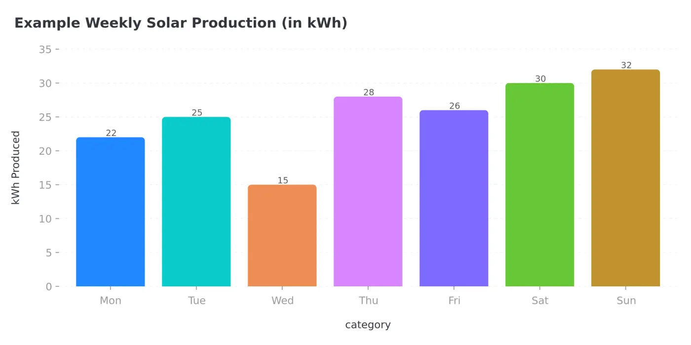 Example Weekly On-grid Inverter Solar Production (in kWh) Example Weekly Solar Production (in kWh)