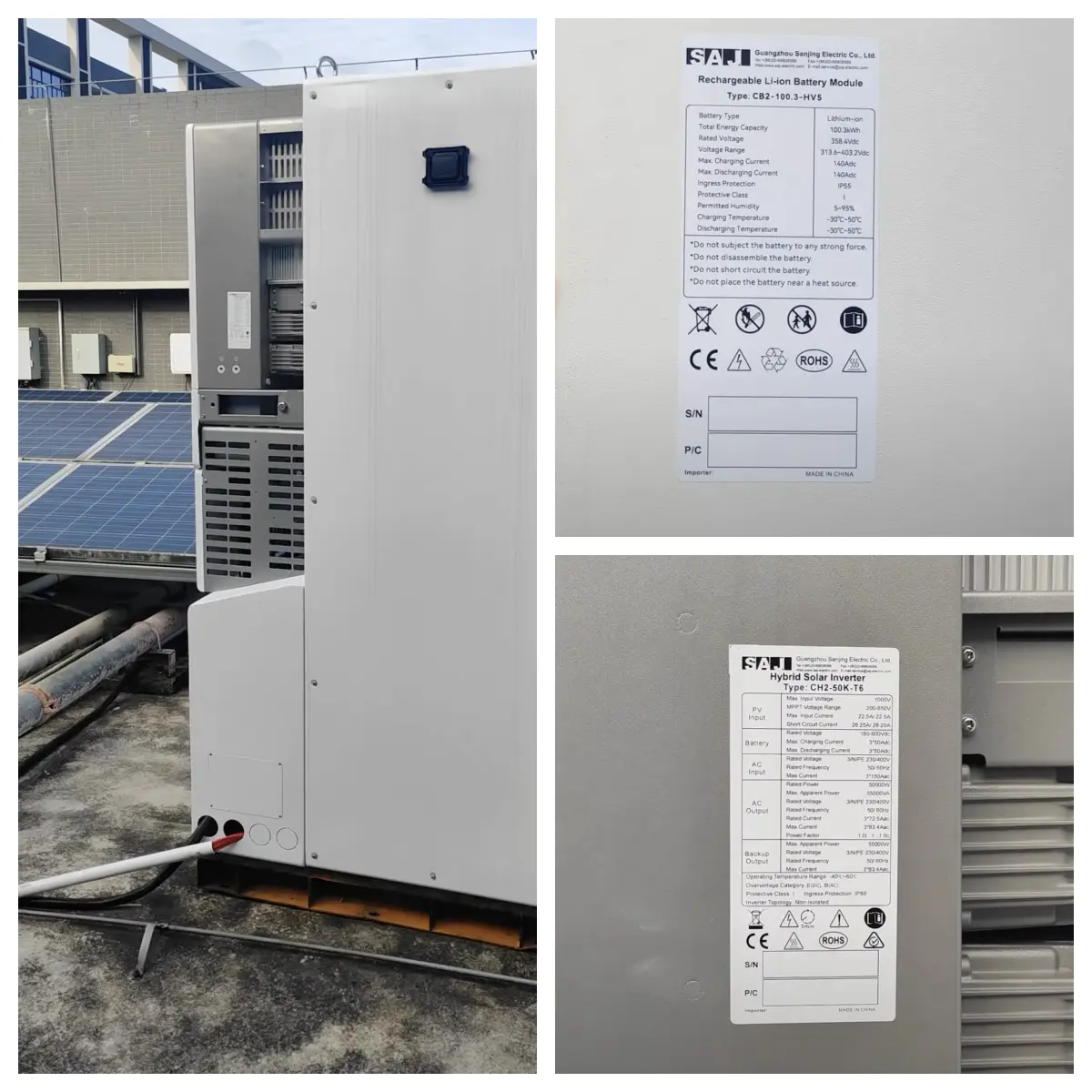 Real SAJ CHS2 Energy Storage System Installation at Commercial Solar Project SAJ CHS2 Commercial Installation Site Photo