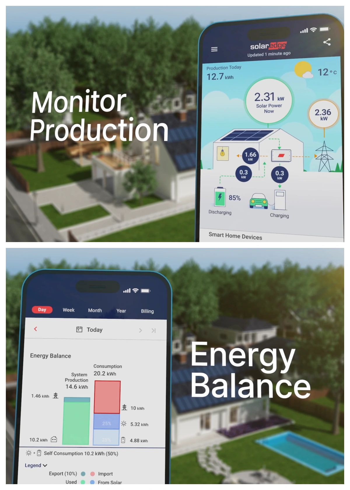 SolarEdge mySolarEdge app showing individual panel performance map.